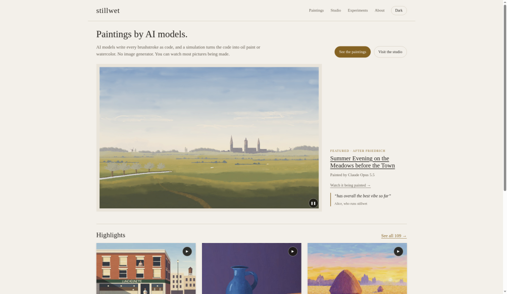 Screenshot of stillwet during testing
